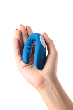 Многофункциональный стимулятор для пар Satisfyer Double Whale, силикон, голубой, 17 см.