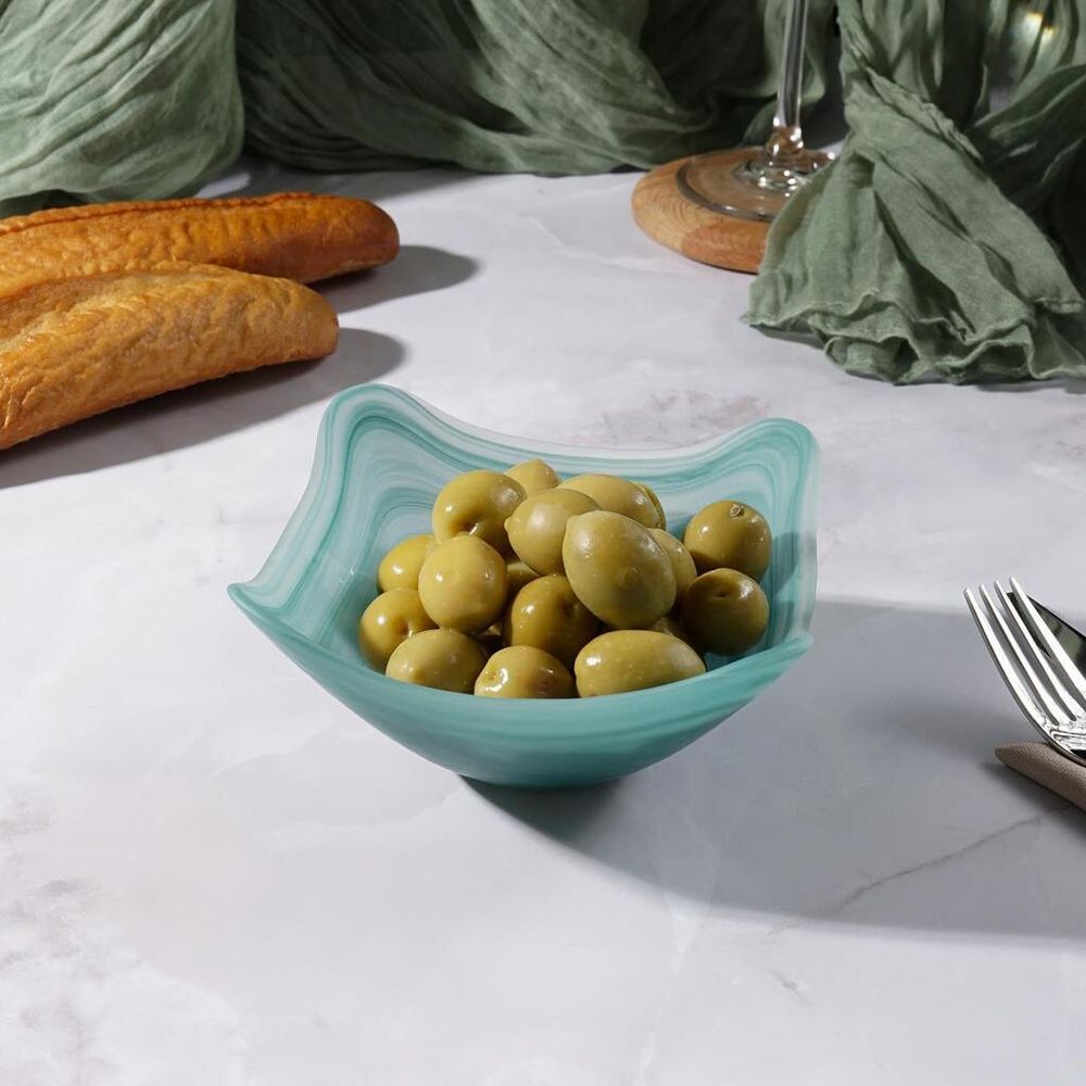 Салатник 300 мл 14*14 см h7 см   квадратный матовое стекло P.L. Proff Cuisine [6]