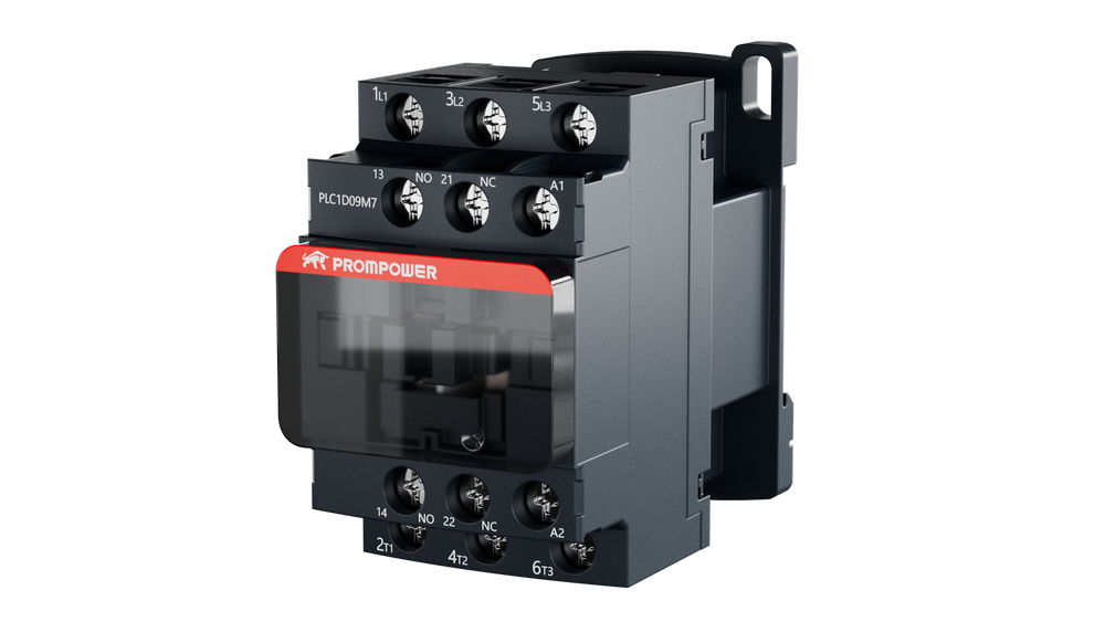 Контактор Prompower PLC1D09M7 серии Pulse, ток 9А, 3 полюса, доп контакт 1НО+1НЗ, катушка 230AC