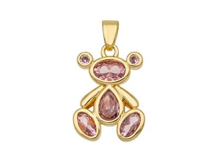 Подвеска "Мишка" 18мм, с розовыми кристаллами