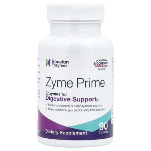 Houston Enzymes, Zyme Prime, добавка с ферментами для поддержки пищеварения, 90 капсул