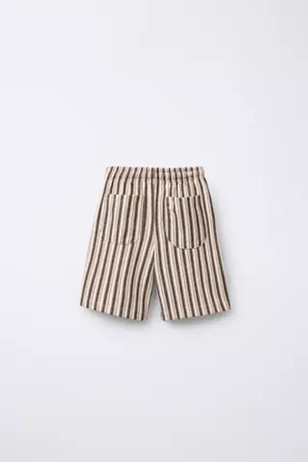 ZARA ШОРТЫ ИЗ РЕЛЬЕФНОЙ ТКАНИ В ПОЛОСКУ, РАЗНОЦВЕТНЫЙ