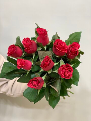 Букет 9 роз Кения 40 см в ленте розовые