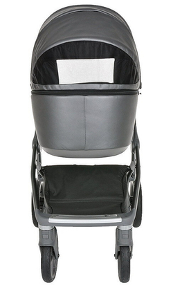 Детская коляска Roan Bass Next Кожа 3 в 1 с автокреслом Tutis Elo Lux EduSky Black RN083/1 Graphite Pearl