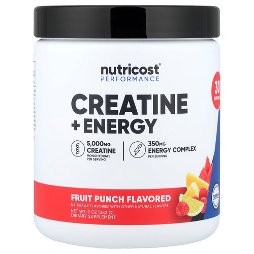 Nutricost, Performance, креатин + энергия, фруктовый пунш, 252 г (9 унций)