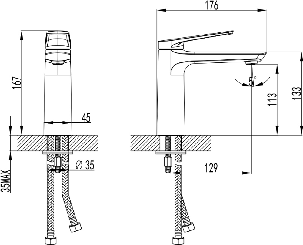 Смеситель для раковины STWORKI Вирклунд S05010CR хром