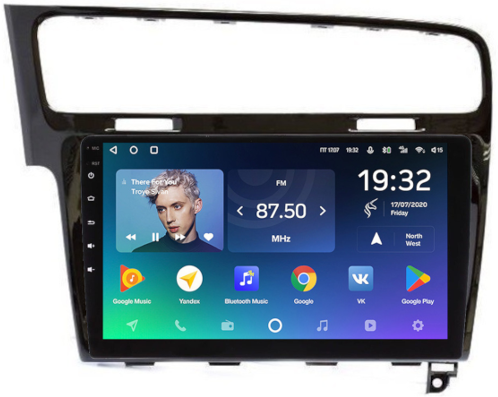 Магнитола для Volkswagen Golf 7 2012-2020 (рамка черный глянец) - Teyes SPRO+ монитор 10" IPS на Android 10, ТОП процессор, 4Гб+32Гб, 4G SIM-слот