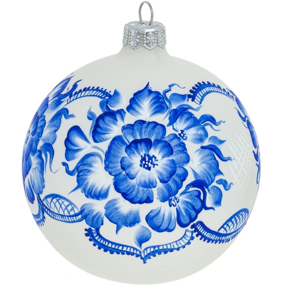 GAEM Украшение новогоднее Шар "Гжель Белая", D10см, L10 W10 H10 см, 3в.