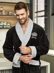 Халат мужской KING без капюшона Черный "Polens"