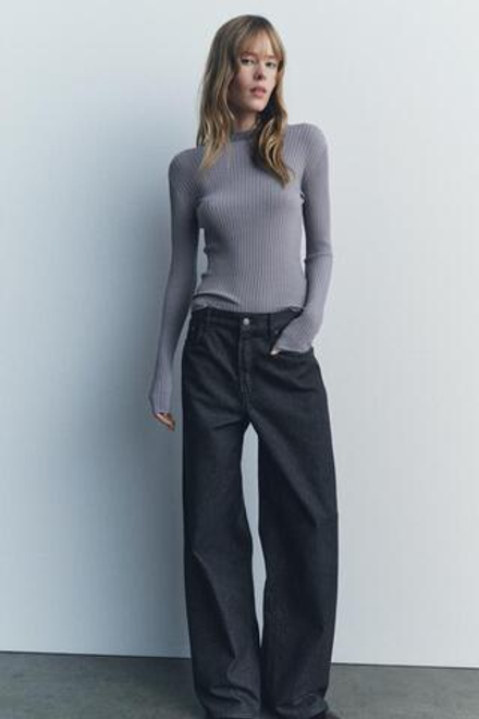 ZARA ФУТБОЛКА В РУБЧИК, СЕРЫЙ