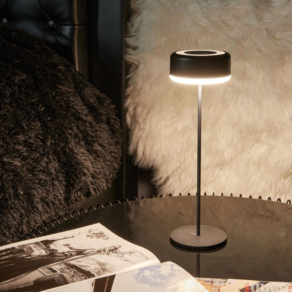 ULM-D950 3W-3000-6500K-DIM IP54 BLACK Светильник настольный светодиодный беспроводной. Встроенный аккумулятор 2200mAh. Диммер. Черный. TM Uniel