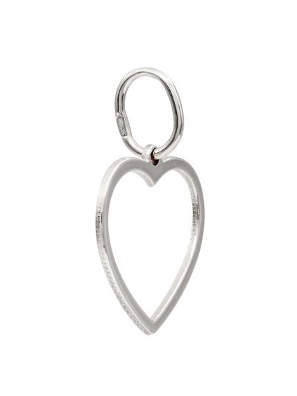 Фото подвески Сердце контур из серебра, вид сбоку.