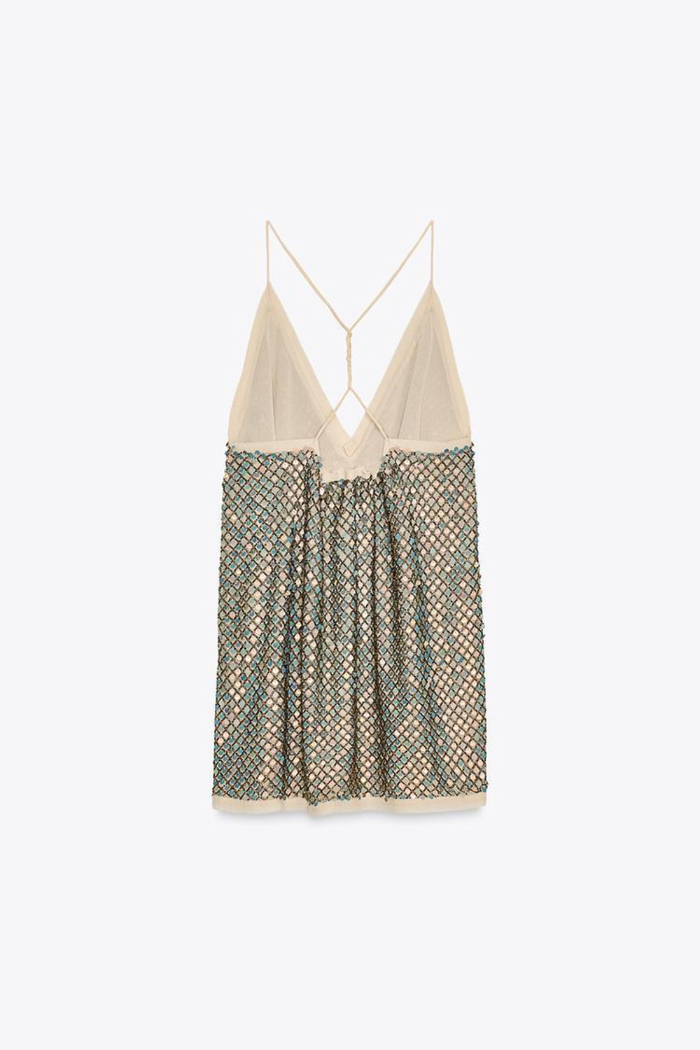 ZARA ТОП С БРЕТЕЛЯМИ И ПАЙЕТКАМИ — ZW COLLECTION LIMITED EDITION, МЕДНЫЙ