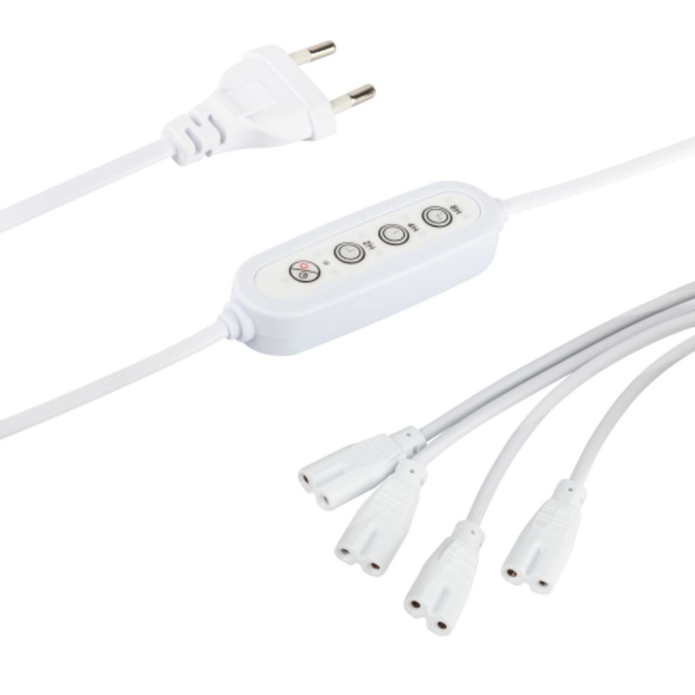 Разветвитель сетевой для линейных светильников ЭРА 4х IEC C7 2pin+timer на 4 точки с таймером 4, 8, 12H 2 м