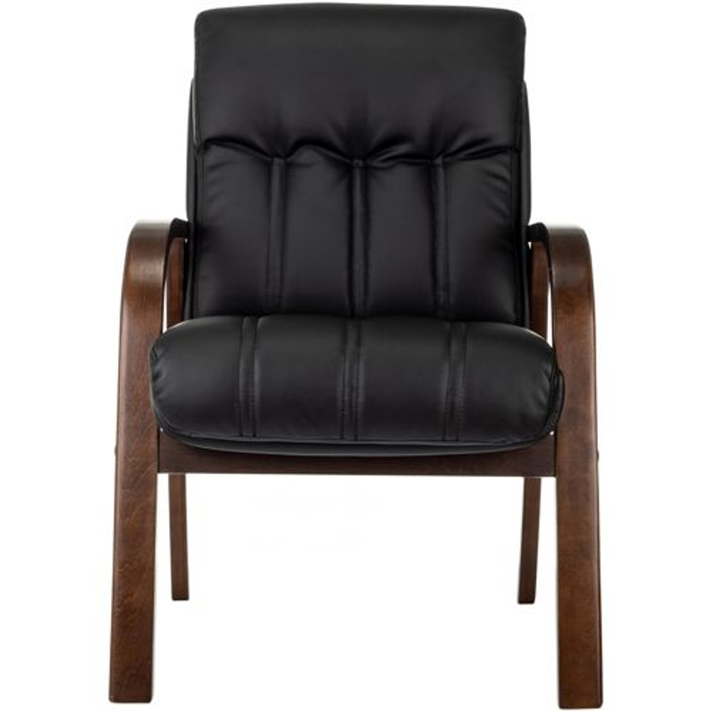 Кресло для посетителей Бюрократ T-9932Walnut, Экокожа, Черная