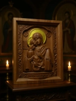 Освященная Владимирская икона Божией Матери из дуба большая