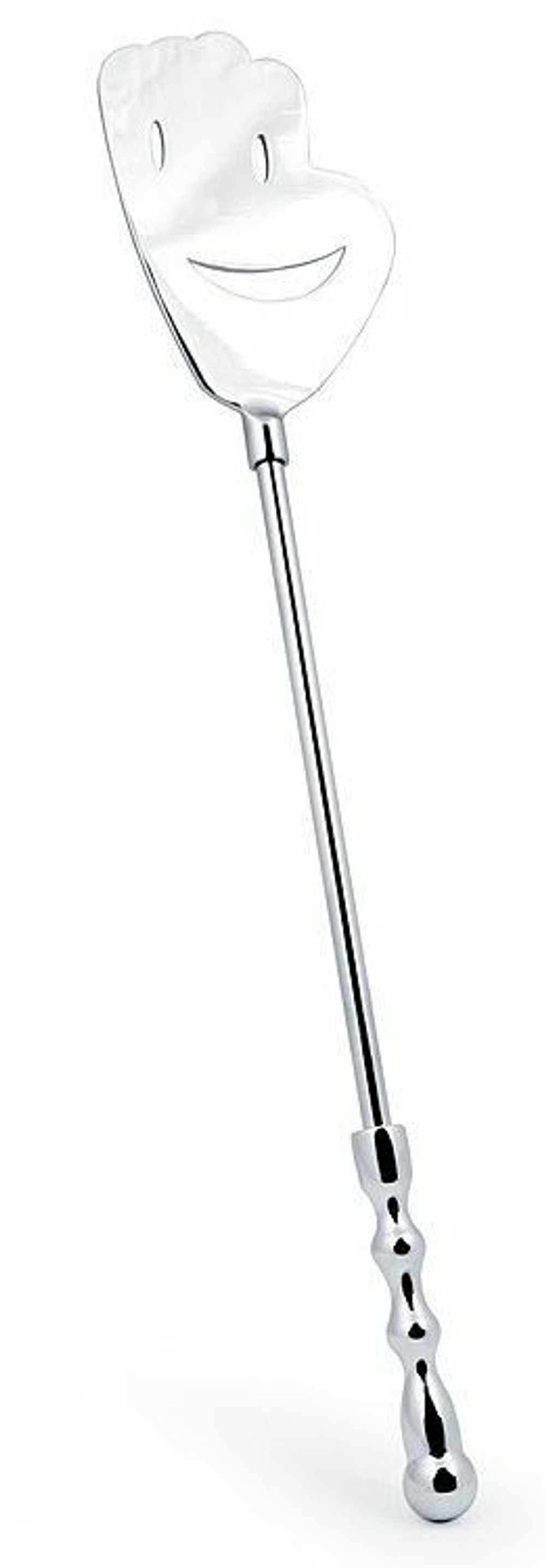 Серебристый металлический стек с ладонью-смайликом - 43 см. (Цвет: серебристый)