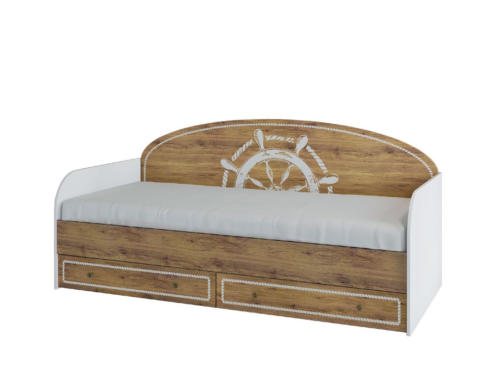 Кровать с ящиками "Юнга" ДКД 2000.1 (белый/дуб цикорий), ЛДСП, ДСВ Мебель, г. Пенза