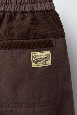 ZARA КОМБИНИРОВАННЫЕ БРЮКИ BALLOON, КОРИЧНЕВЫЙ