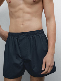 Massimo Dutti Трусы-боксеры из 100% хлопкового поплина, темно-синий