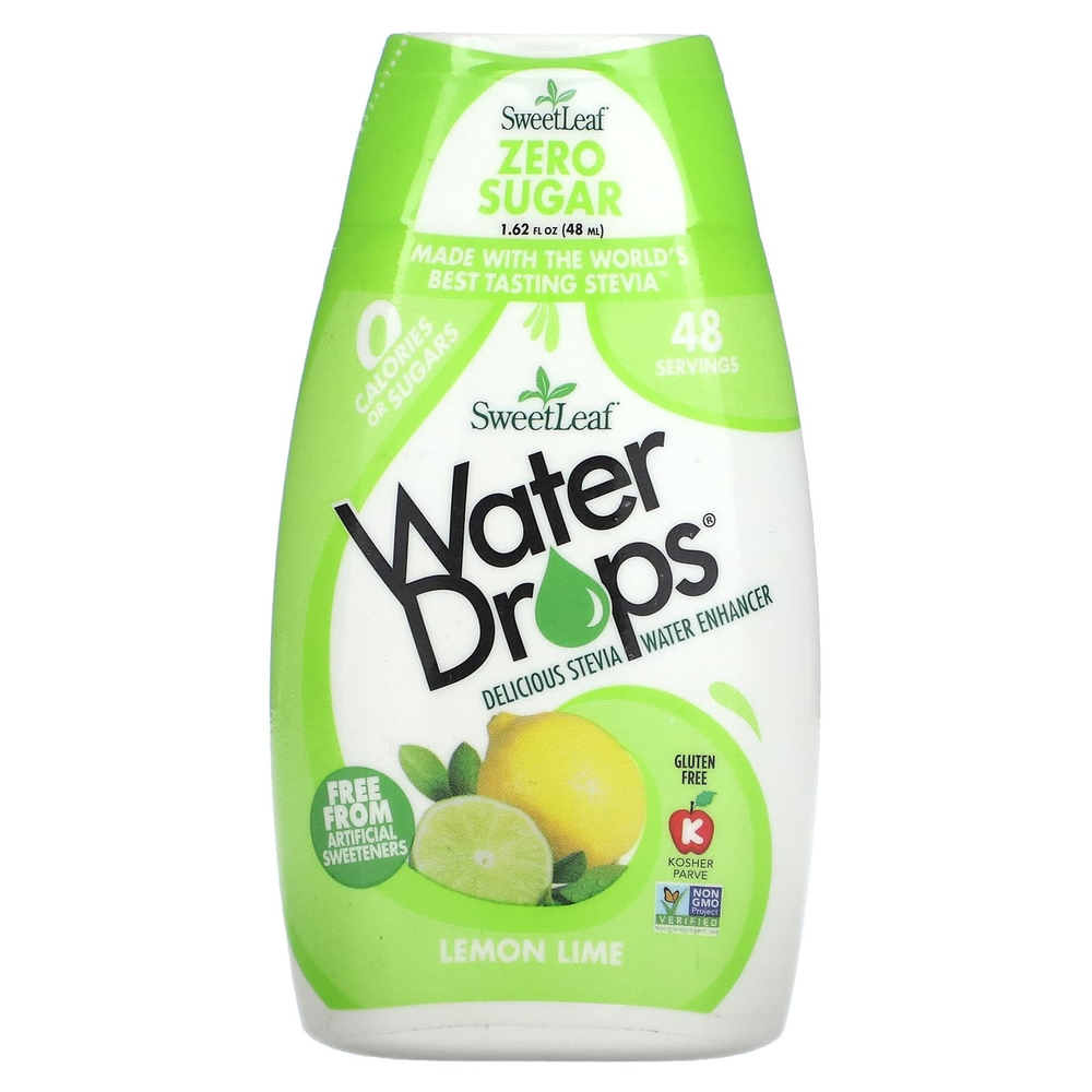 SweetLeaf Stevia, Water Drops, вкусная стевия, усилитель воды, лимон и лайм, 48 мл (1,62 жидк. Унции)