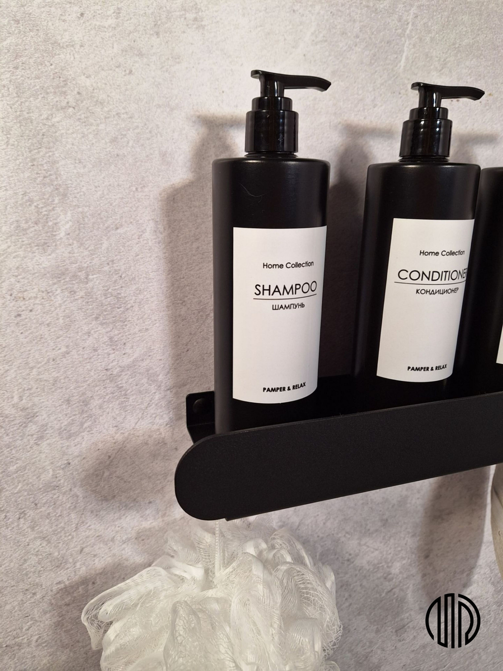 Полка для ванной комнаты, полка для кухни, полка для прихожей, MetaDec Arc черная 30см