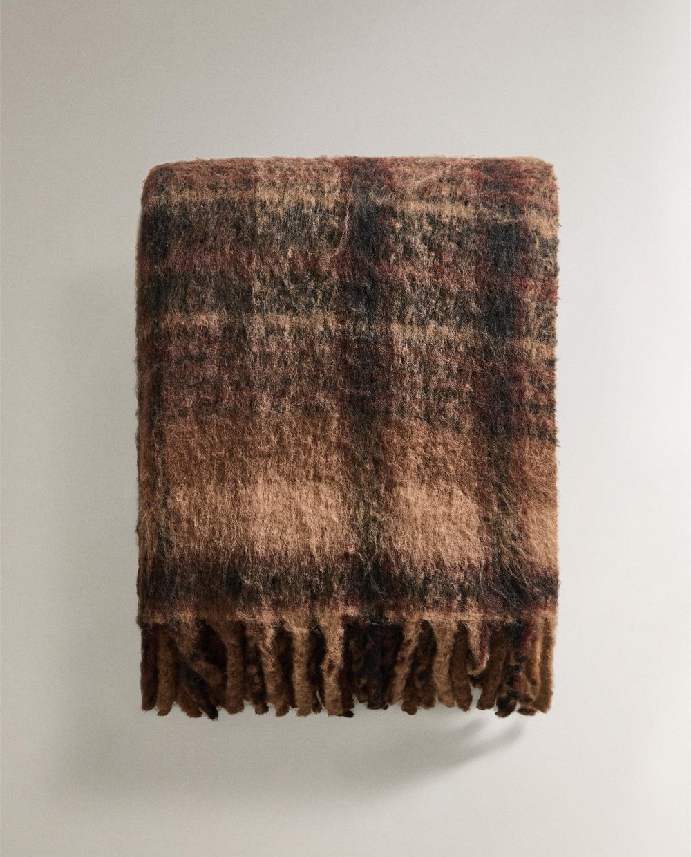 Zara Home плед из полиэстера, burgund, в полоску, 140x190 см