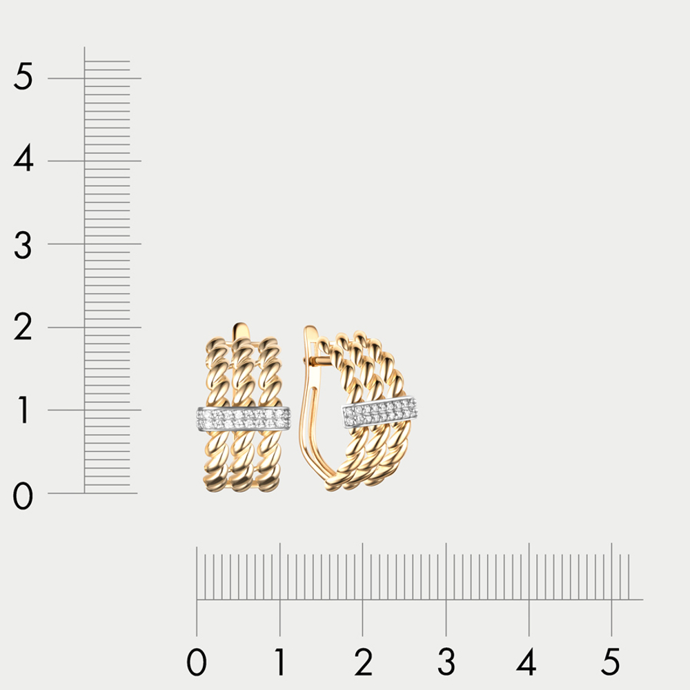 Серьги женские с фианитами из желтого золота 585 пробы (арт. 023822-4102)