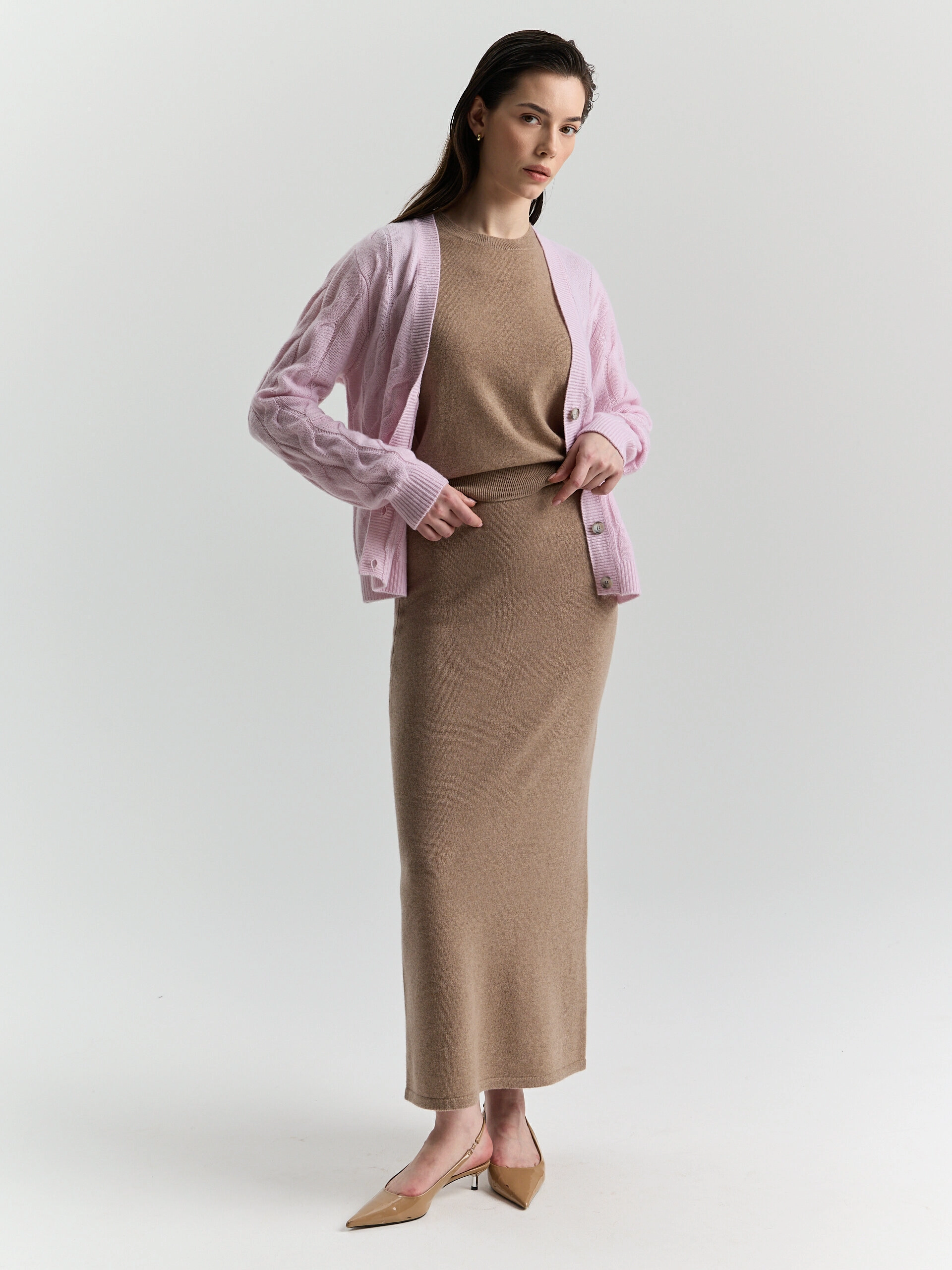 Кашемировый кардиган с косами