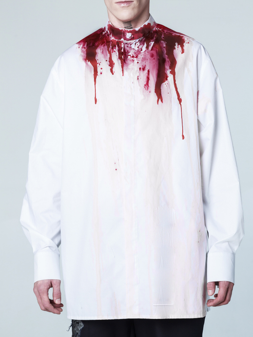 Рубашка "Калина" с окрашиванием. Бело-красная