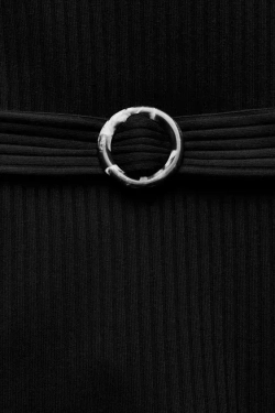 ZARA ТОП В РУБЧИК С ПОЯСОМ, ЧЕРНЫЙ