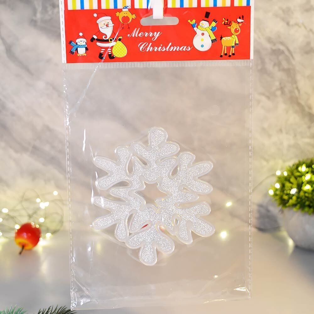 Наклейка новогодняя "Серебрянная снежинка" 15*20см, серебро