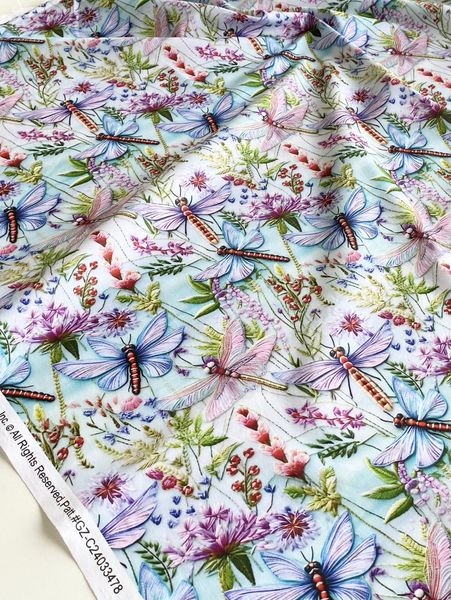 ПРЕДЗАКАЗ, РАДУЖНЫЕ СТРЕКОЗЫ, 100% хлопок Handmade Fabrics 4