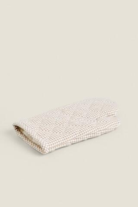ZARA HOME РУКАВИЦЫ ДЛЯ ДУХОВКИ В КЛЕТКУ, БЕЖЕВЫЙ