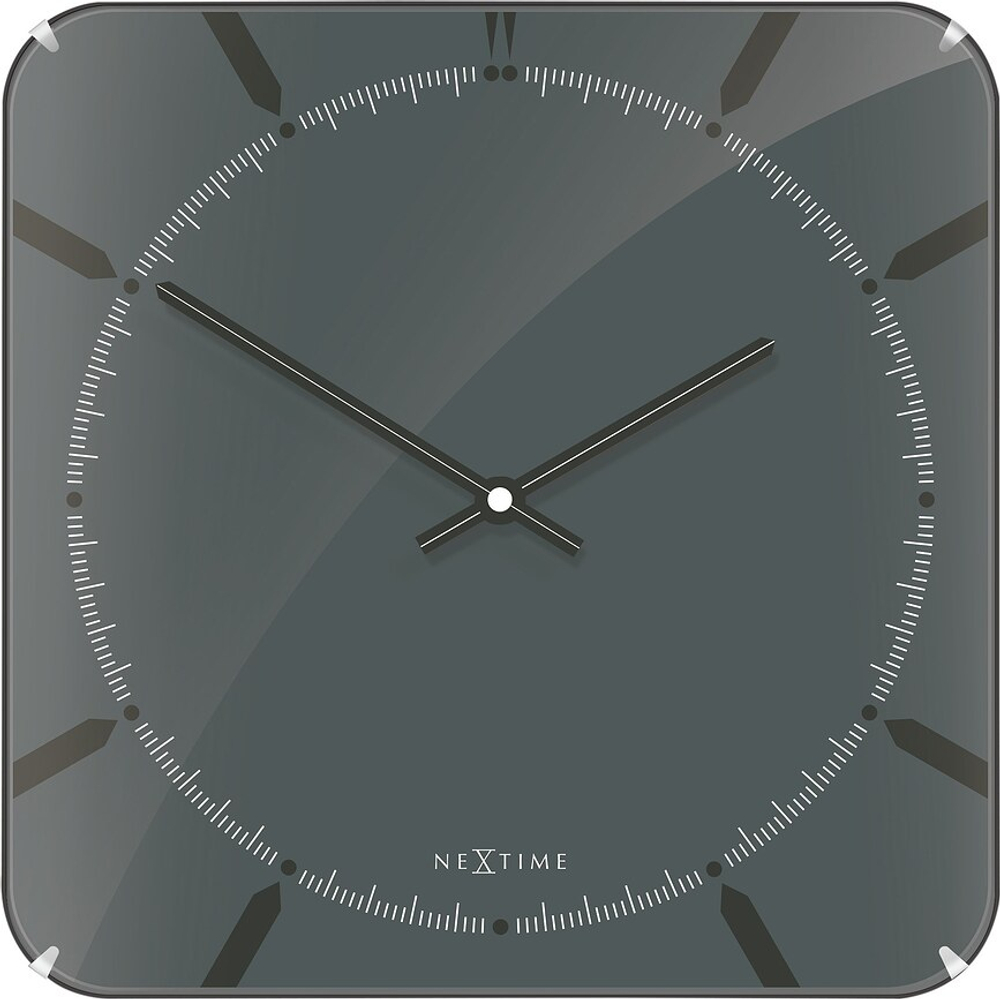 Настенные часы NeXtime Michael Square Dome, стекло, 35 35 см