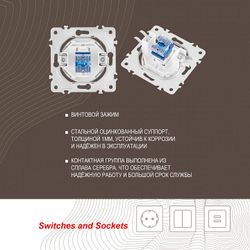 Розетка телефонная RJ-11 без рамки Arte Milano am-202 202.51-1.white