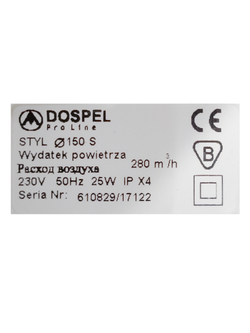 Вентилятор осевой настенный DOSPEL STYL 150NS