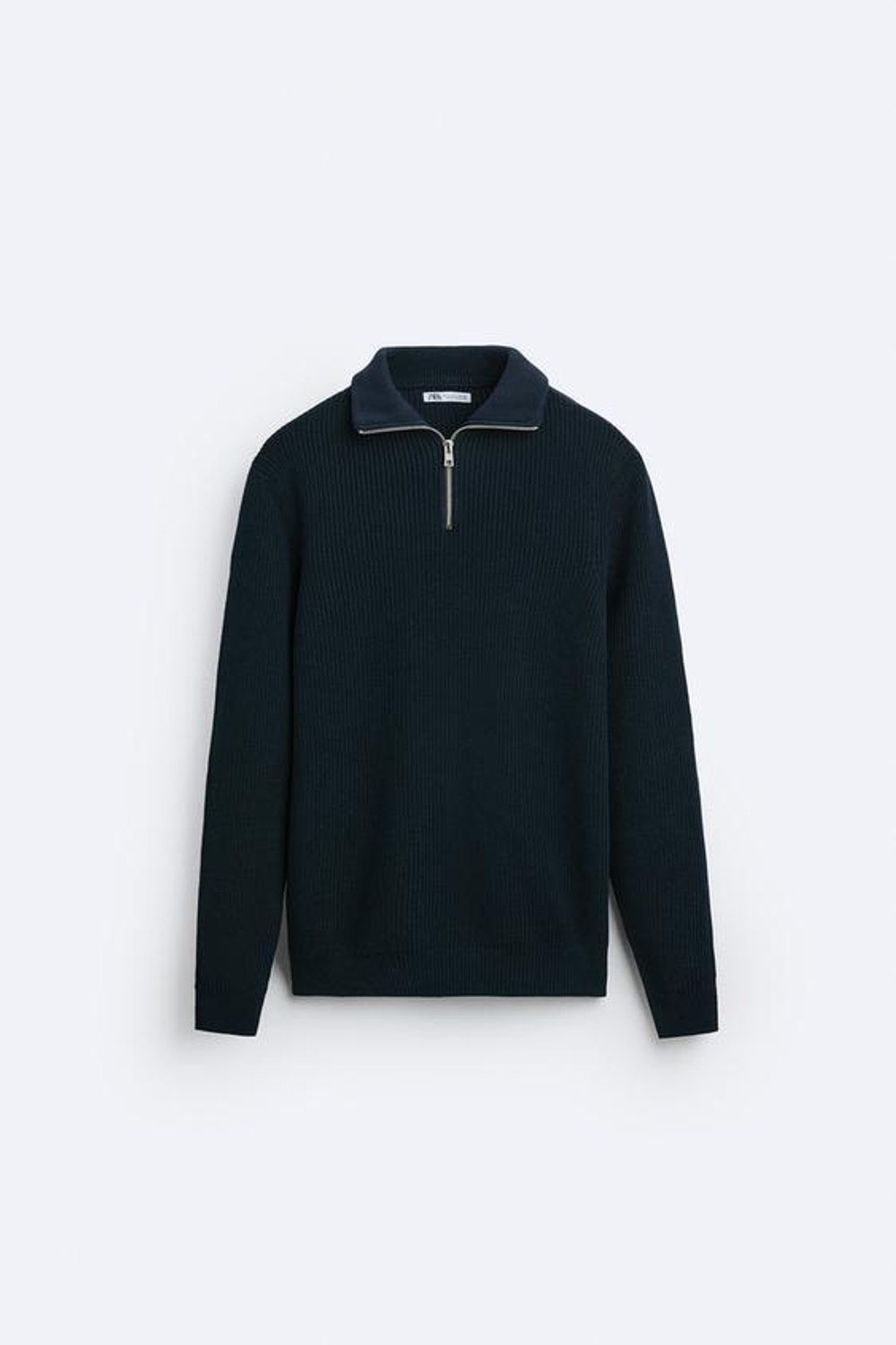 ZARA СВИТЕР С КОРОТКОЙ ЗАСТЕЖКОЙ-МОЛНИЕЙ, МОРСКОЙ СИНИЙ