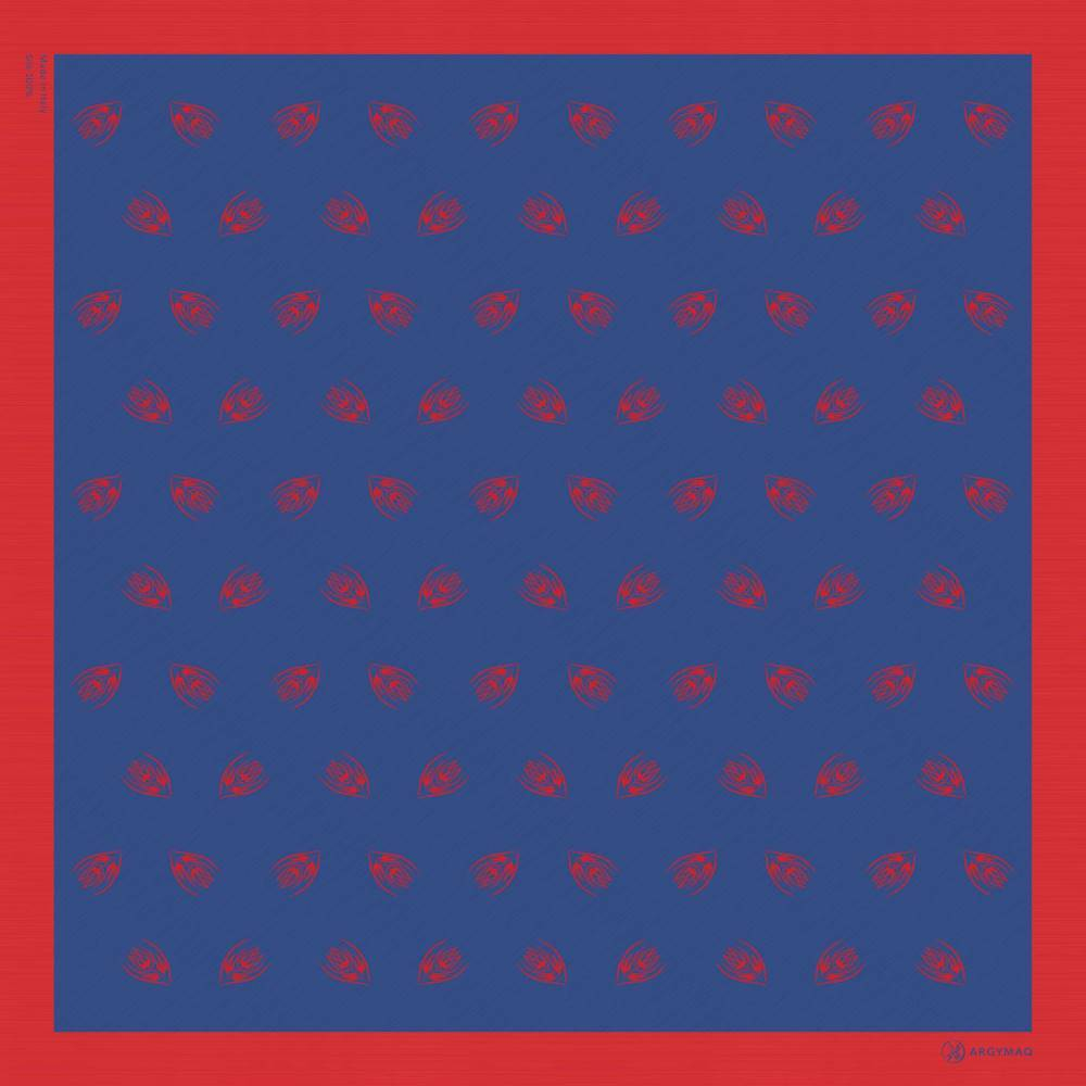 Шелковый платок Ласточка и тюльпан BLUE/RED 45x45