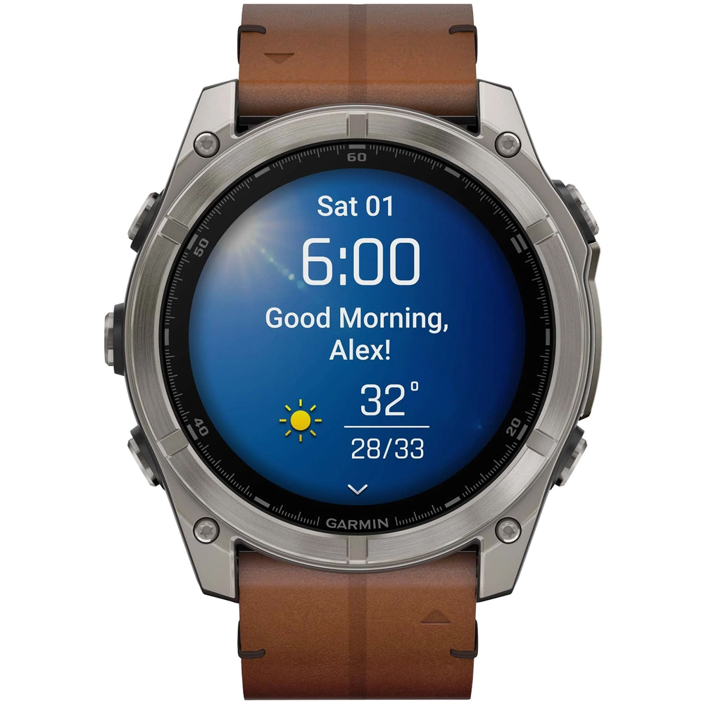 Garmin Fenix 8 51mm Amoled Sapphire Carbon Grey + Кожаный браслет