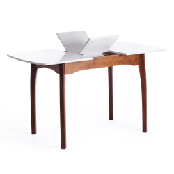 Стол CATERINA бук, мдф, 100+30x70x75, коричневый, белый