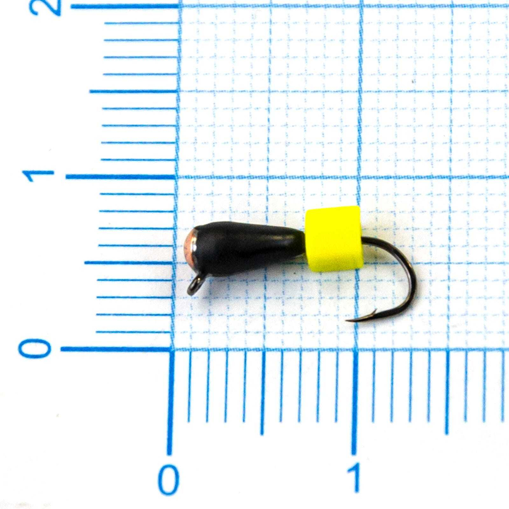 Мормышка Владимирская 541 "Капля с зеркальцем и желтым кубиком", 3мм, 0.6гр (15шт/уп)