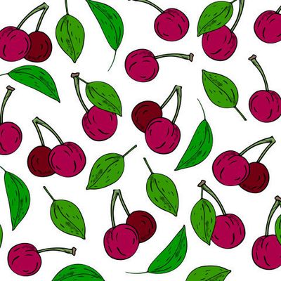 вишни на белом фоне