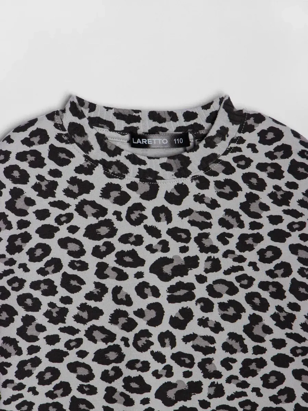 Футболка для девочки серый леопард