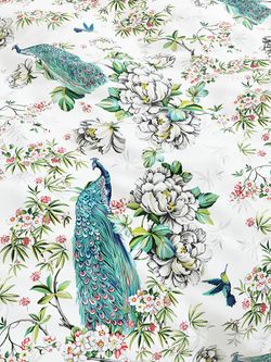 Постельное белье Сказка "Павлины" семейное Наволочка 50х70 см 2 шт Простынь на резинке 160х200 см Пододеяльник 145х215 см(2шт) , поплин