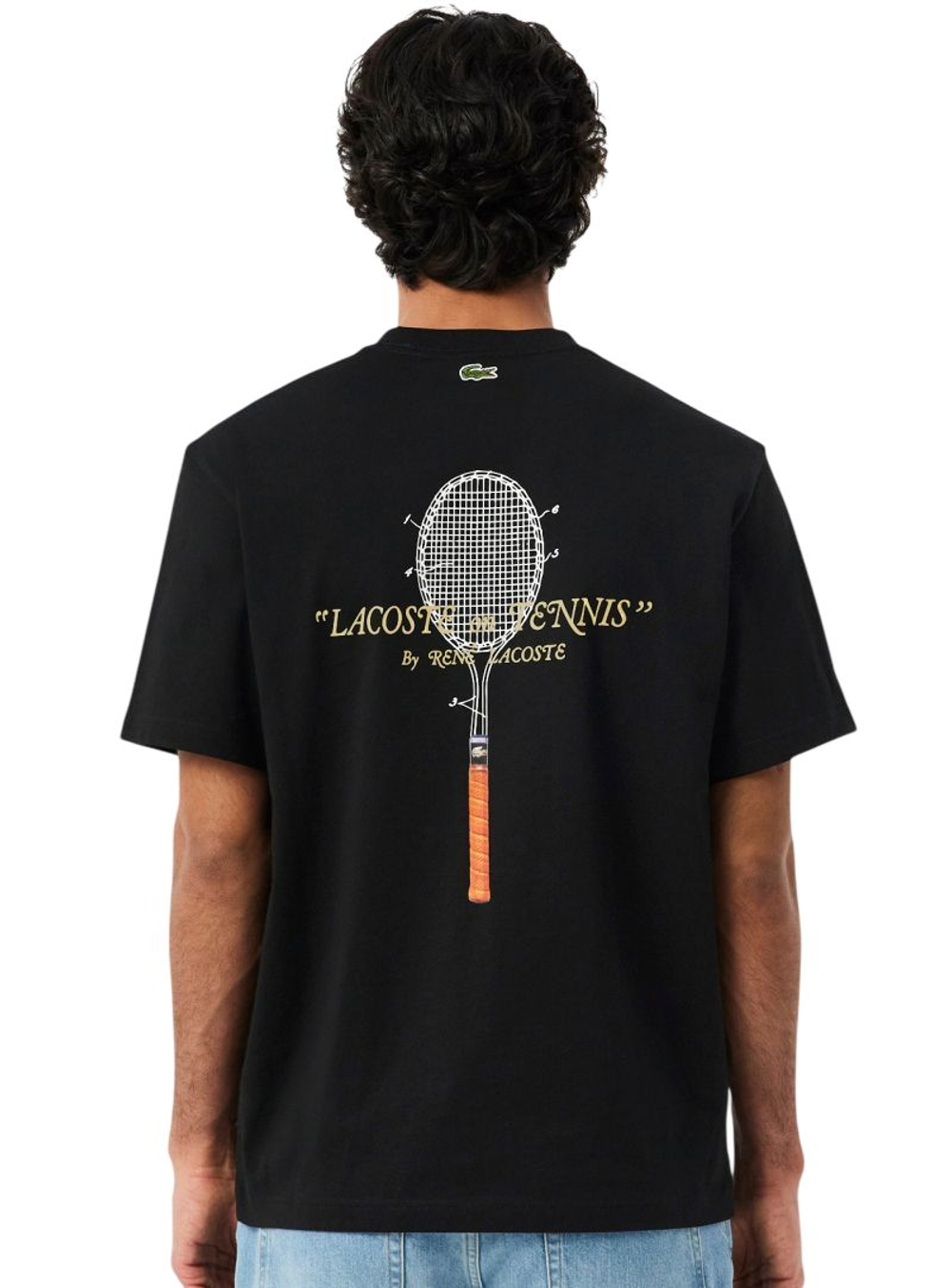 Теннисная футболка Lacoste Embroidered Cotton - black