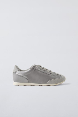 ZARA КРОССОВКИ ИЗ АТЛАСА, СЕРЫЙ