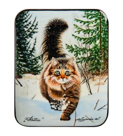 Народные промыслы ШК-55/129-H Шкатулка «Котик» Лидяева Л.