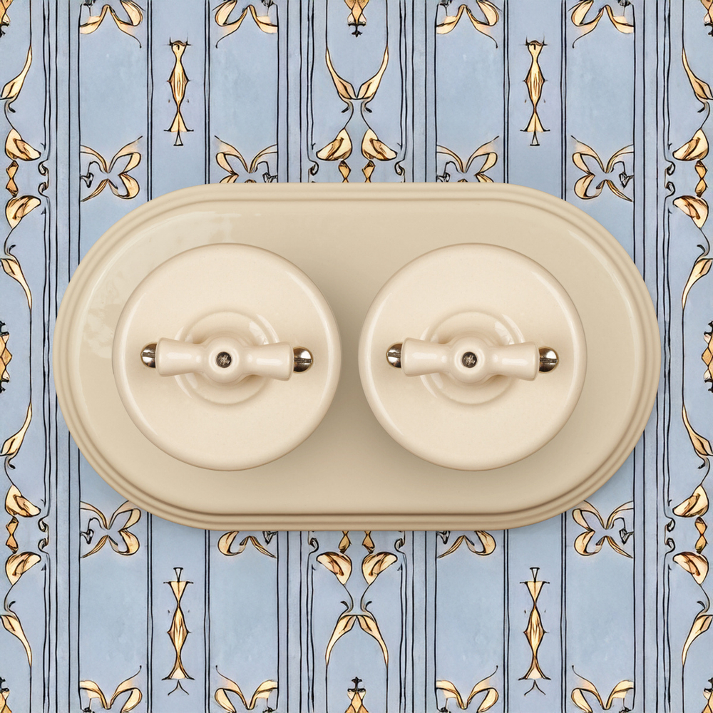 Рамка 2-х постовая, керамика, цвет песочное золото BF2-620-04