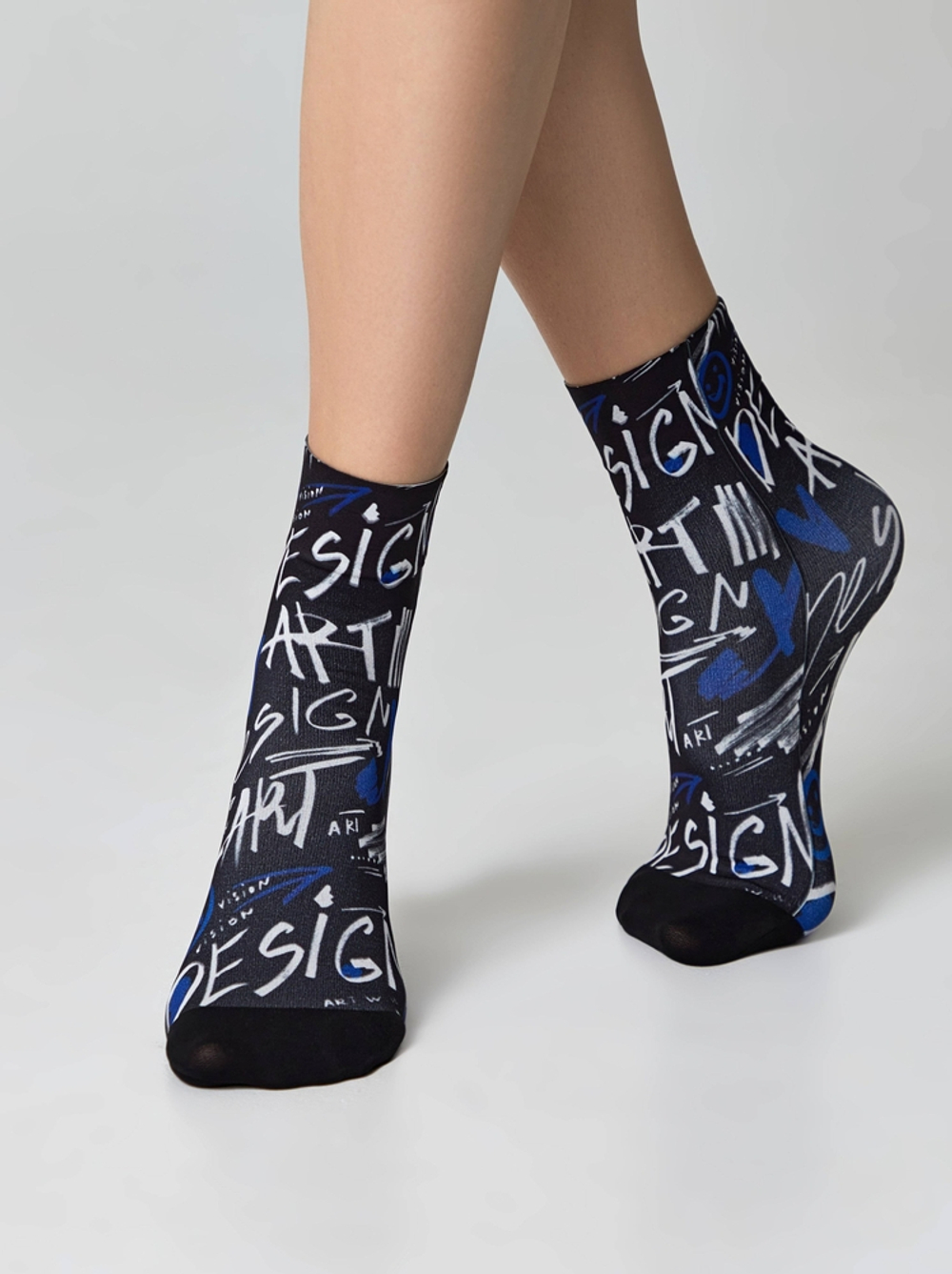CONTE FANTASY Плотные носки с черным мыском и рисунком «Art Design»